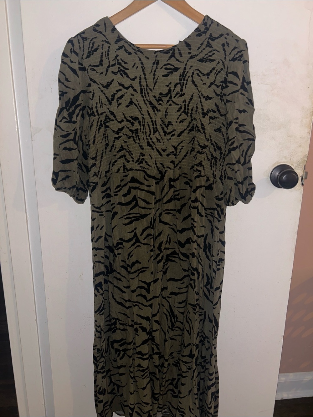 New Look Olive Green Animal-Print Maxi Dress